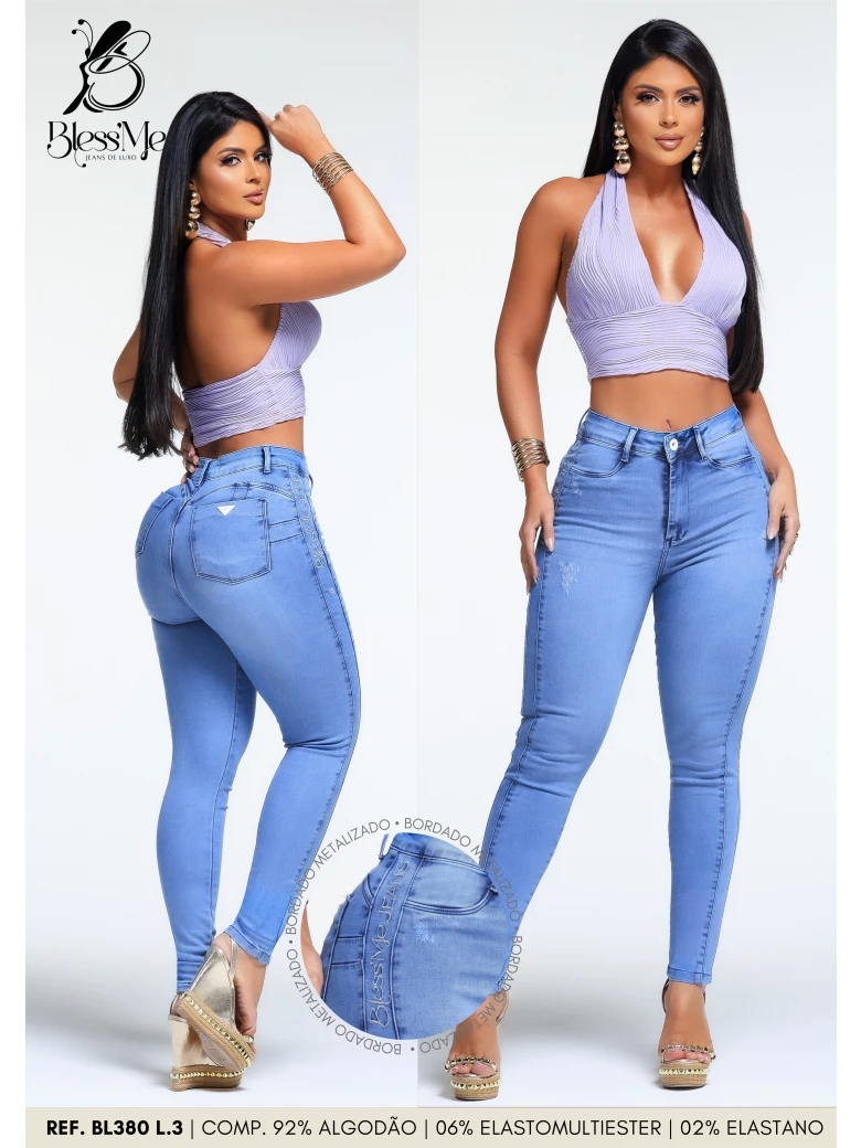 Foto do produto Calça Skinny Recorte Lateral Com Bordado