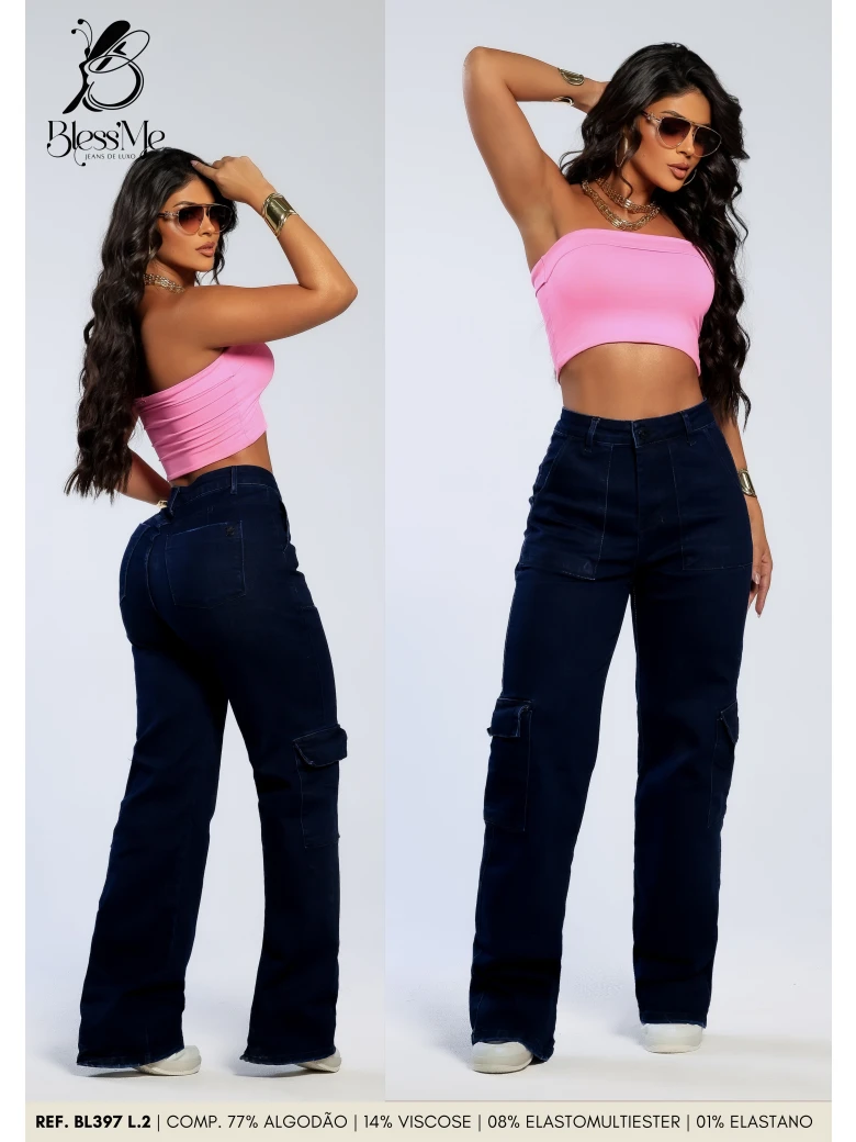 Foto do produto Calça Wide Leg Cargo Com Elastano