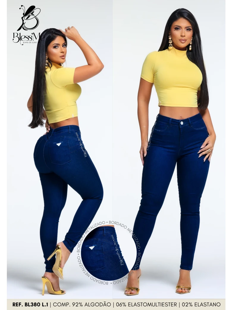 Foto do produto Calça Skinny Recorte Lateral Com Bordado